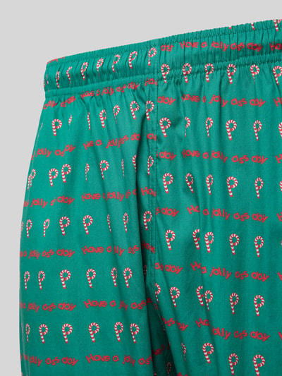 POCKIES Relaxed Fit Pyjama-Hose mit Motiv-Print Modell 'Jolly Ass' Gruen 2