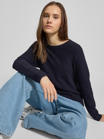 Marc O'Polo Denim Strickpullover mit geripptem Rundhalsausschnitt Marine 3