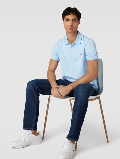 Gant Poloshirt mit Label-Stitching Modell 'SHIELD' Hellblau 3