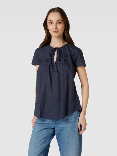 Esprit Blouse met broderie anglaise Marineblauw - 4