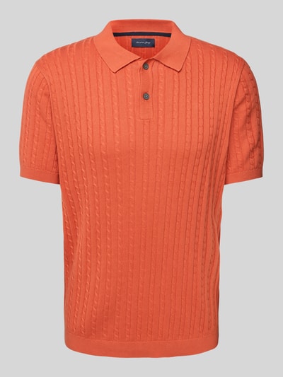 Christian Berg Men Poloshirt mit gerippten Abschlüssen Kupfer 2
