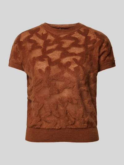 Max Mara Studio Strickshirt mit Strukturmuster Modell 'PANTERA' Cognac 1