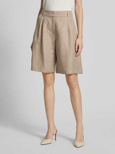 s.Oliver BLACK LABEL Relaxed fit bermuda van een mix van viscose en linnen Taupe - 4
