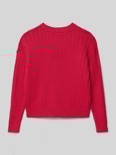 Tommy Hilfiger Teens Sweter z dzianiny o kroju regular fit z czystej bawełny Wiśniowy 3