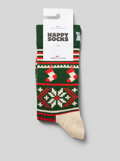 Happy Socks Skarpety z wyhaftowanym logo model ‘Christmas Sweater’ Zielony 3