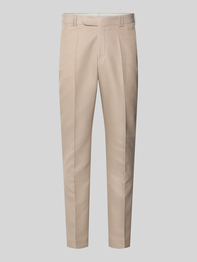 Produktfoto, Anzughose mit Bügelfalte und Eingrifftaschen von Wilvorst in Beige, Straight Fit, Material-Mix mit Woll-Anteil, glatte Textur