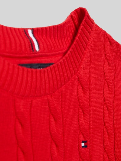 Tommy Hilfiger Teens Regular Fit Pullover mit Zopfmuster  Rot 2