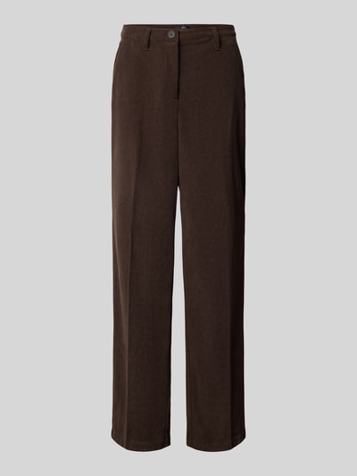 Produktfoto, Cordhose mit Bügelfalten und Gesäßtaschen von zero in Dunkelbraun, Regular Fit, sichtbare Cordstruktur, glatte Oberfläche
