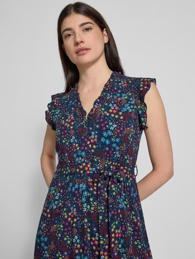 Apricot Knielanges Kleid aus Viskose mit Bindegürtel Marine 3