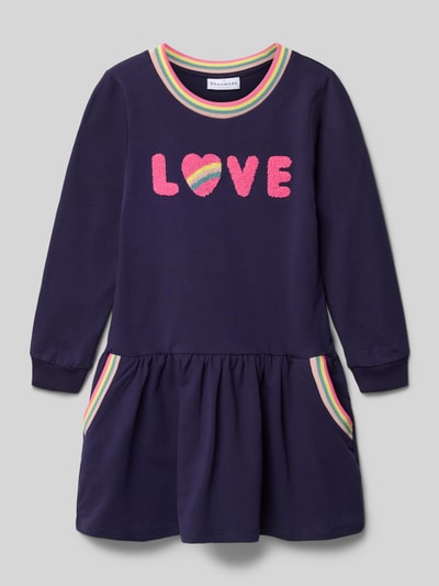 DANAMADE Regular fit jurk met statementapplicatie, model 'Elma' Marineblauw - 1