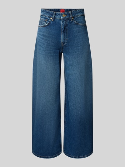 Produktfoto, Regular Fit Wide Leg Jeans aus reiner Baumwolle Modell 'Geredith' von HUGO in Blau, 5-Pocket-Design, Denimstruktur, unifarben