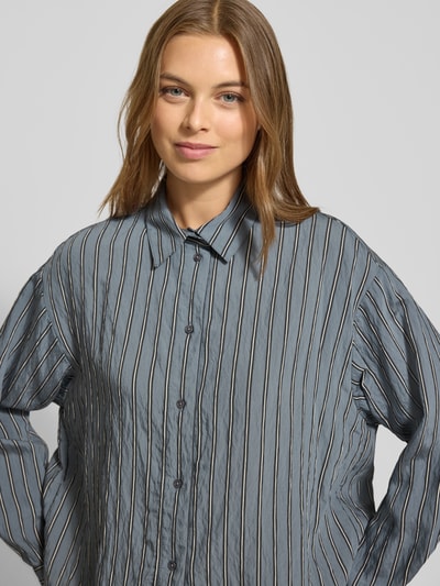 Marc O'Polo Bluzka koszulowa o kroju relaxed fit z mieszanki wiskozy Szaroniebieski 3