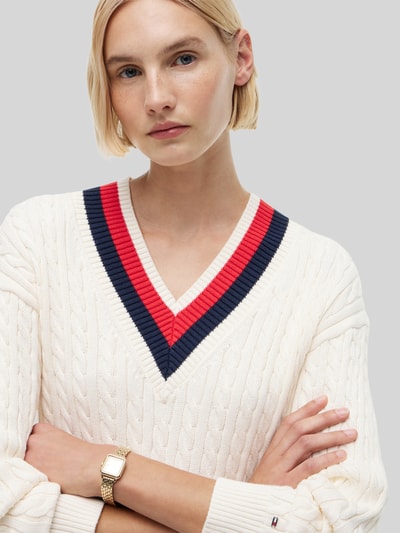 Tommy Hilfiger Regular Fit Pullover aus reiner Baumwolle Ecru 3