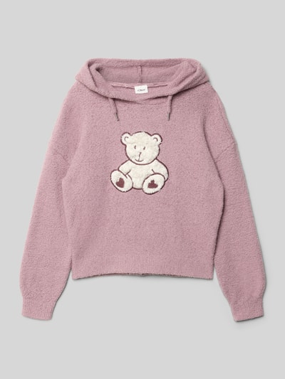 s.Oliver RED LABEL Regular Fit Hoodie mit Bär-Motiv Mauve Melange 1