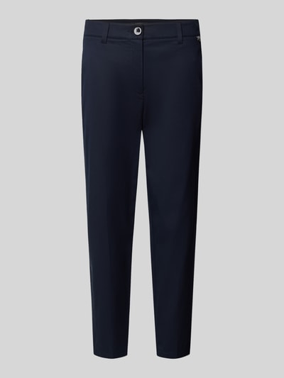 Produktfoto, Hose mit Bügelfalten und Eingrifftaschen von Marc Cain, dunkelblauer Baumwoll-Mix mit Viskose, Regular Fit, glatte Struktur