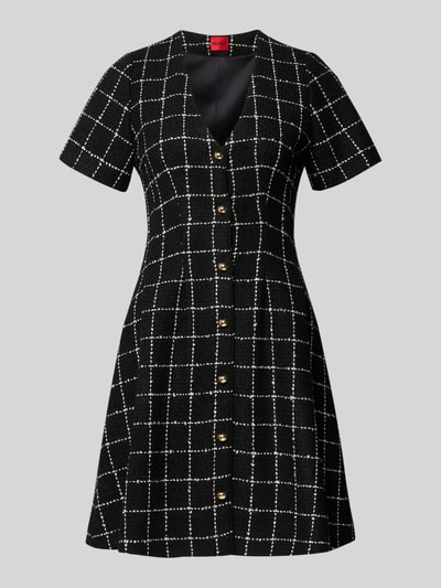 HUGO Tailliertes Etuikleid mit Gitterkaro-Muster Modell 'KIKLA' Black 2