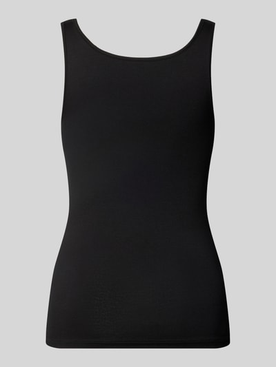 Produktfoto, schwarzes Top aus Modal-Mix Modell 'PURE' von Mey, eng anliegend, feine Textur, U-Ausschnitt, Damenmode