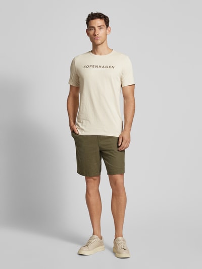 Lindbergh T-Shirt mit Label-Print Modell 'Copenhagen' Sand 1