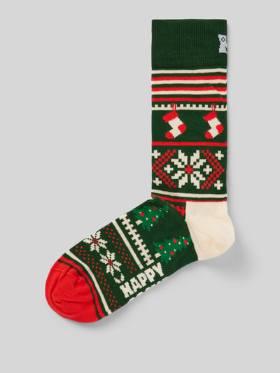 Happy Socks Sokken met motiefprint, model 'Christmas Sweater' Groen - 1