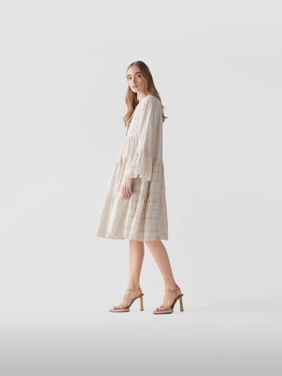 Devotion Midikleid mit Kufiya-Muster Ecru meliert 4