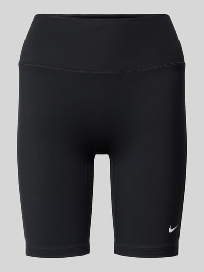 Produktfoto, schwarze Damen Shorts mit Logo-Print Modell 'One' von NIKE TRAINING aus Material-Mix mit Stretch-Anteil, Slim-Fit