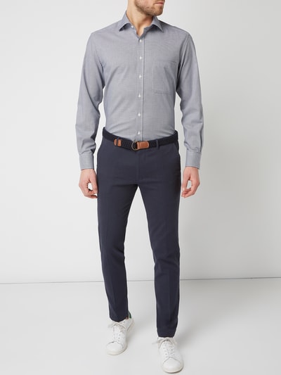 Cinque Slim Fit Chino mit Webmuster Blau Melange 1