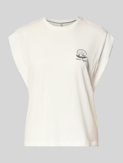 Produktfoto, Regular Fit T-Shirt aus reiner Baumwolle Modell 'SHELINA' von Only, Optik: Unifarben, Applikation: Stickerei, Zierperlen, Rundhals, Kurzarm.