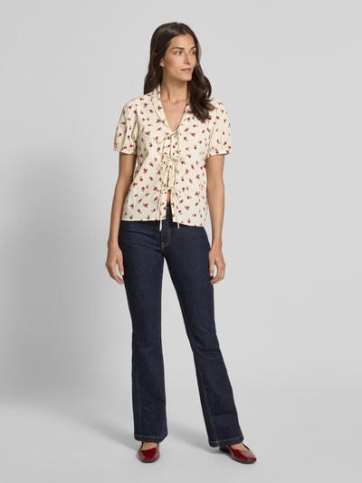 ICHI Regular Fit Bluse mit Schnürung Modell 'ROSEY' Offwhite 1