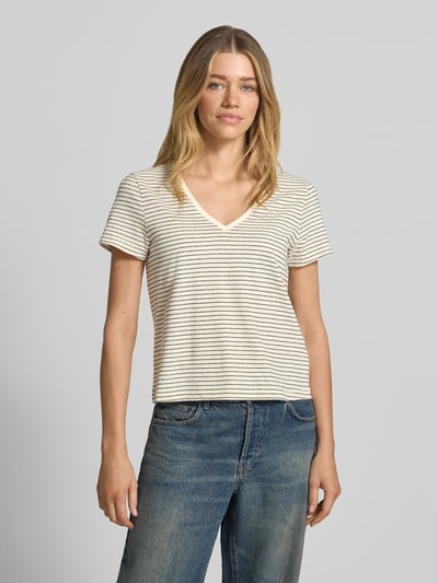 Tommy Hilfiger regular fit T-shirt van mix van katoen en linnen Zand - 4