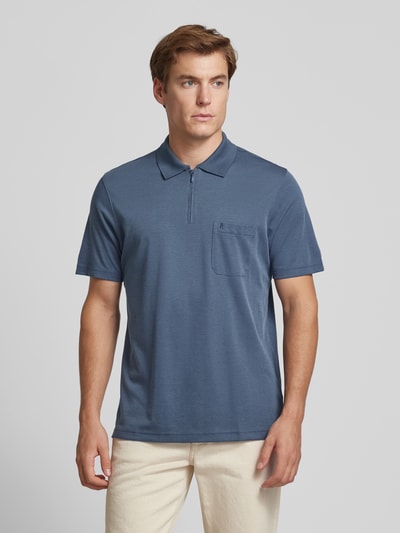 RAGMAN Regular fit poloshirt met borstzak Rookblauw - 4