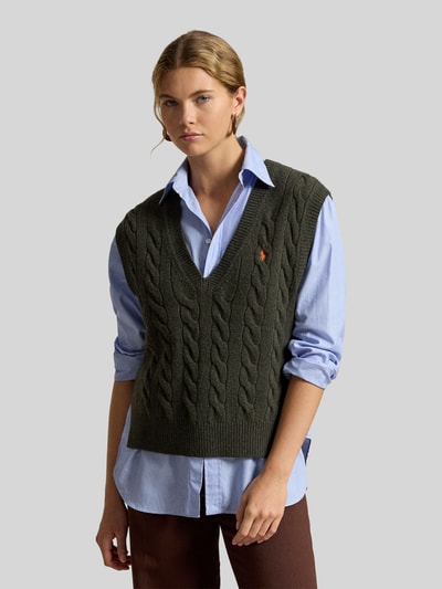 Polo Ralph Lauren Bezrękawnik o kroju regular fit z mieszanki wełny i kaszmiru Oliwkowy 4
