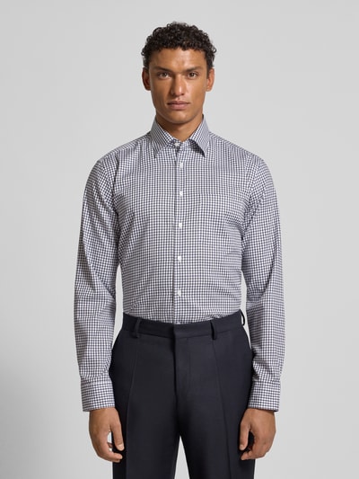 SEIDENSTICKER REGULAR FIT Regular fit zakelijk overhemd met kentkraag en borstzak Marineblauw - 4