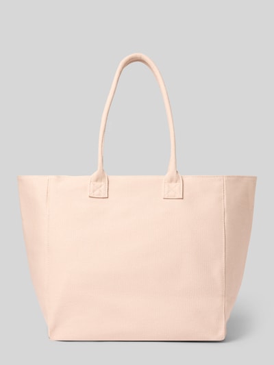 Productfoto, shopper met labelstitching model 'PLENTIA' van Liu Jo White, puur katoen met draagband, hoofdvak met ritssluiting, breedte 36 cm, lengte 33 cm, diepte 17 cm, schouderbandlengte 60 cm, lichtbeige, effen structuur, rechte vorm