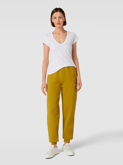 Karo Kauer Sweatpants met motiefstitching Mosterdgeel - 1