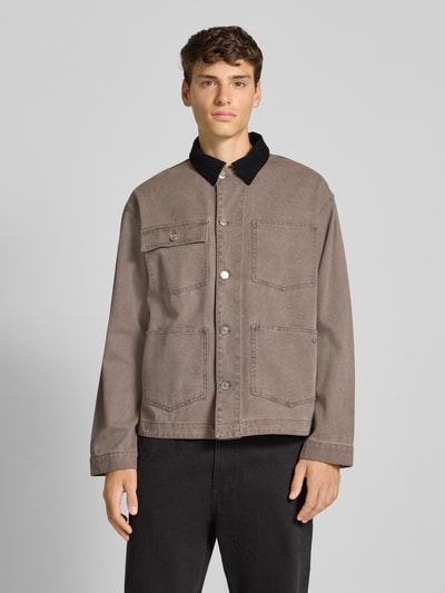 REVIEW Jeansjacke mit Kentkragen Dunkelbraun 4