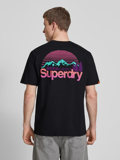 Superdry T-shirt z detalem z logo Czarny 5