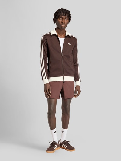 adidas Originals Slim Fit Trainingsjacke mit Stehkragen Dunkelbraun 1
