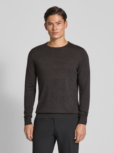 Profuomo Pullover aus Merinowolle mit Rundhalsausschnitt Schoko 4