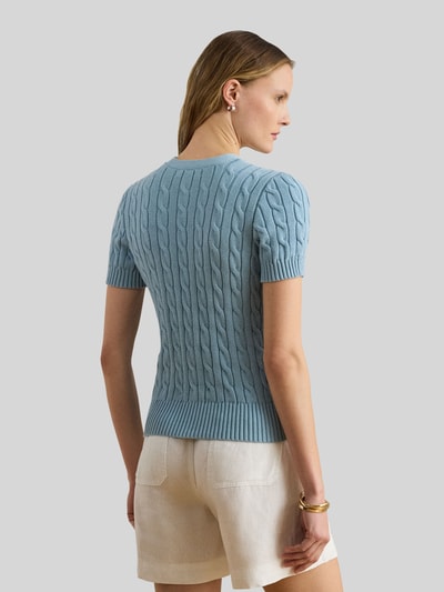 Lauren Ralph Lauren kardigan rozpinany w kroju regular fit z krótkim rękawem z czystej bawełny Jasnoniebieski 5