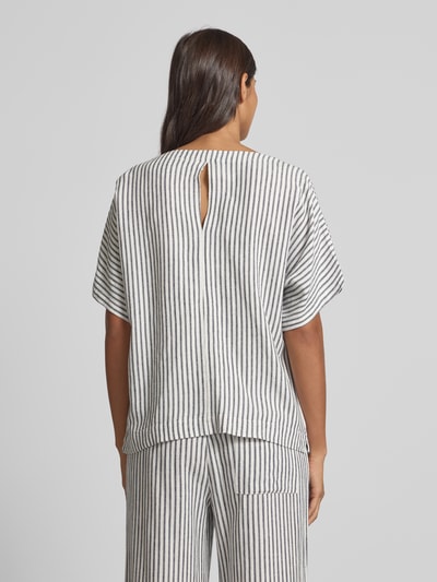 FREE/QUENT Loose Fit Blusenshirt aus Viskose-Leinen-Mix Modell 'Lavisco' Dunkelblau 5