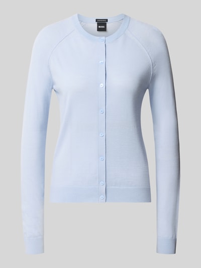 BOSS Strickjacke aus Wolle mit Rundhalsausschnitt Hellblau 1