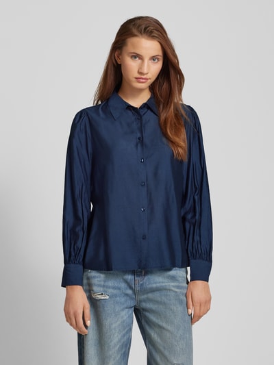 ICHI Regular fit blouse met platte kraag, model 'KARLANI' Marineblauw - 4