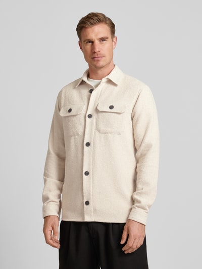 Profuomo Overhemdjack met borstzakken Offwhite - 4