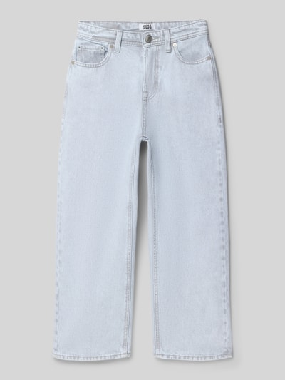Produktfoto, Straight Fit Jeans im 5-Pocket-Design Modell 'Alex' von Jack & Jones in hellem Blau aus reiner Baumwolle, sichtbare Struktur