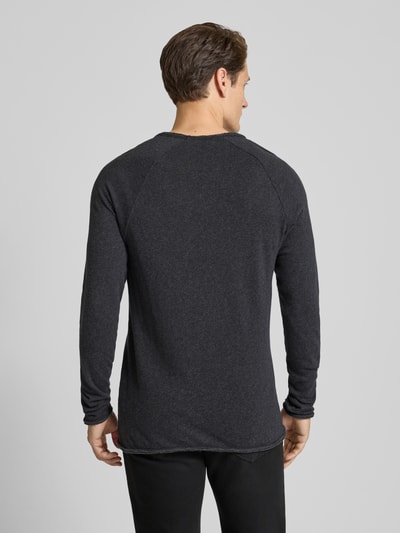 American Vintage Shirt met lange mouwen en ronde hals, model 'SONOMA' Antraciet - 5