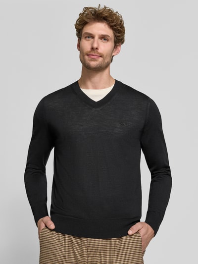 BOSS Regular Fit Pullover aus reiner Schurwolle Modell 'H-Melba-L' Black 3