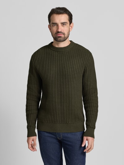 SELECTED HOMME Regular fit gebreide pullover van puur biologisch katoen, model 'TOM' Donkergroen - 4