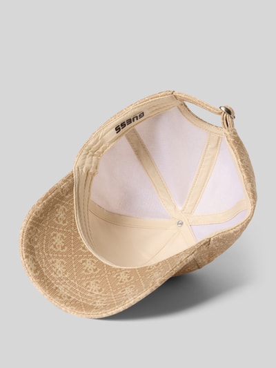 Produktfoto, Basecap mit Labe-Patch Modell 'CALLIOPE 4G' von Guess Activewear im Material-Mix mit Logo-Muster und verstärktem Schirm.
