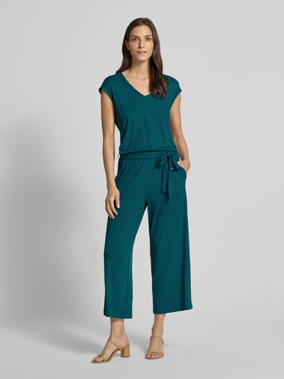 Tom Tailor Regular fit jumpsuit met strikceintuur Donkergroen - 4