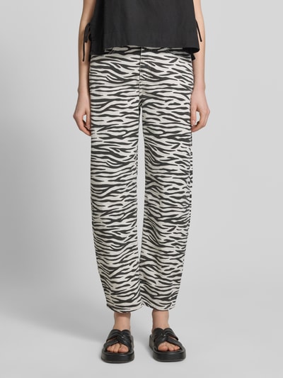 OPUS PANTS Barrel Fit Jeans mit Animal-Print Modell 'Mari Clear Zebra' Black 4